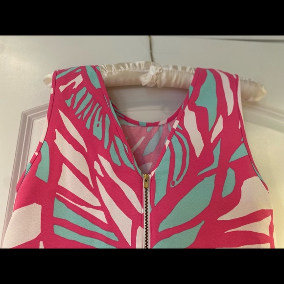Lilly Pulitzer Sabrina Shift Dress in Papaya Playa Print - Palm Leaf & Flamingo - Picture 5 of 10